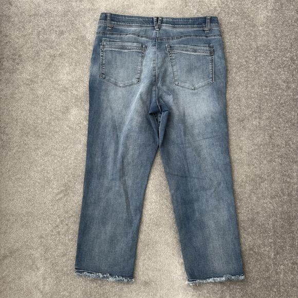 Democracy Jeans Womens 16 Blue Ab Technology Straight Leg Raw Hem Stretch Denim - Picture 9 of 11